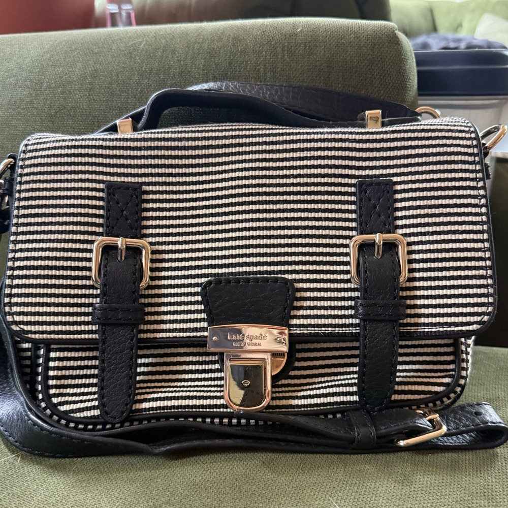 Kate Spade Lola Avenue Striped Lia Crossbody Satchel, Black/Cream